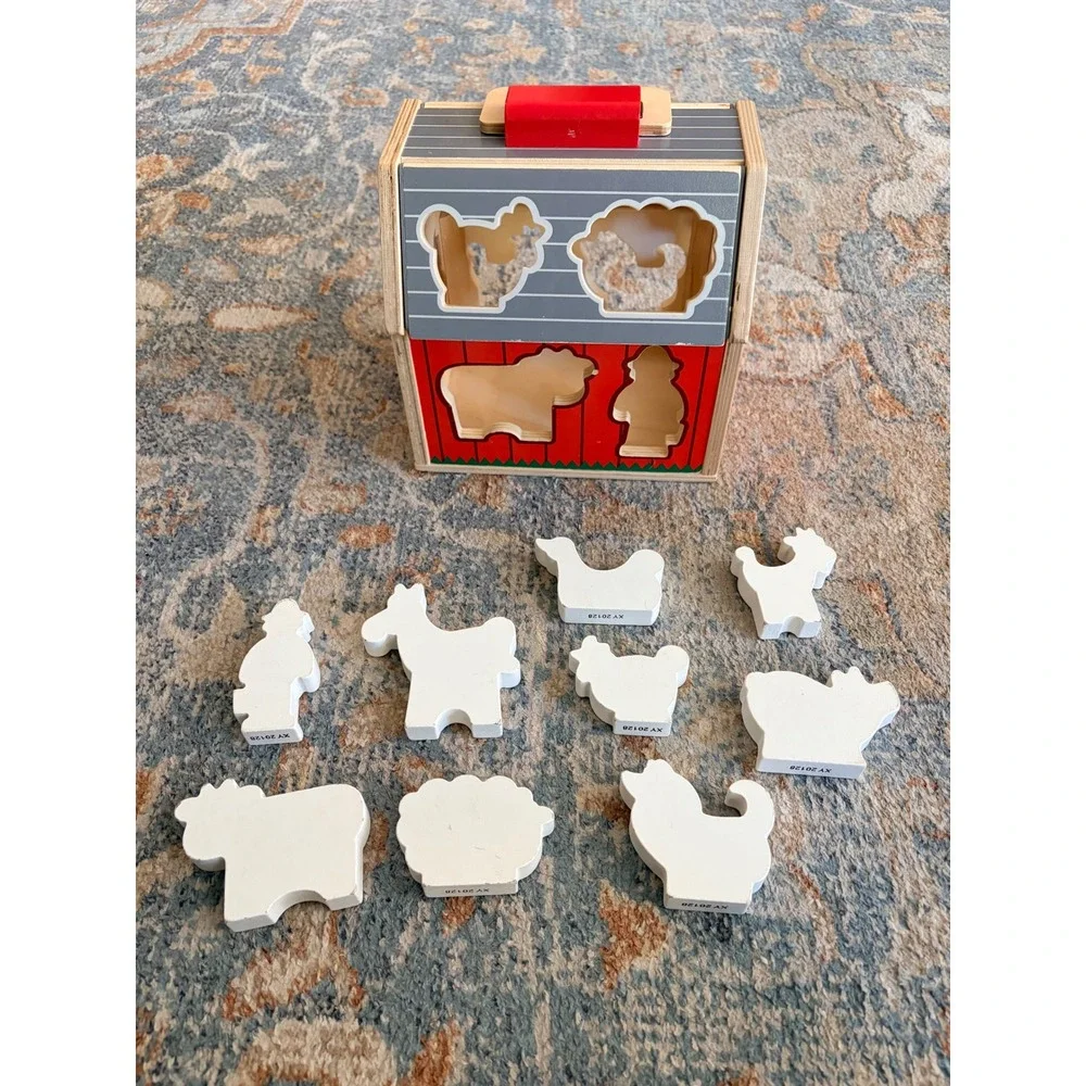 Melissa & Doug Take Along Wooden Shape Sorting Barn Toy